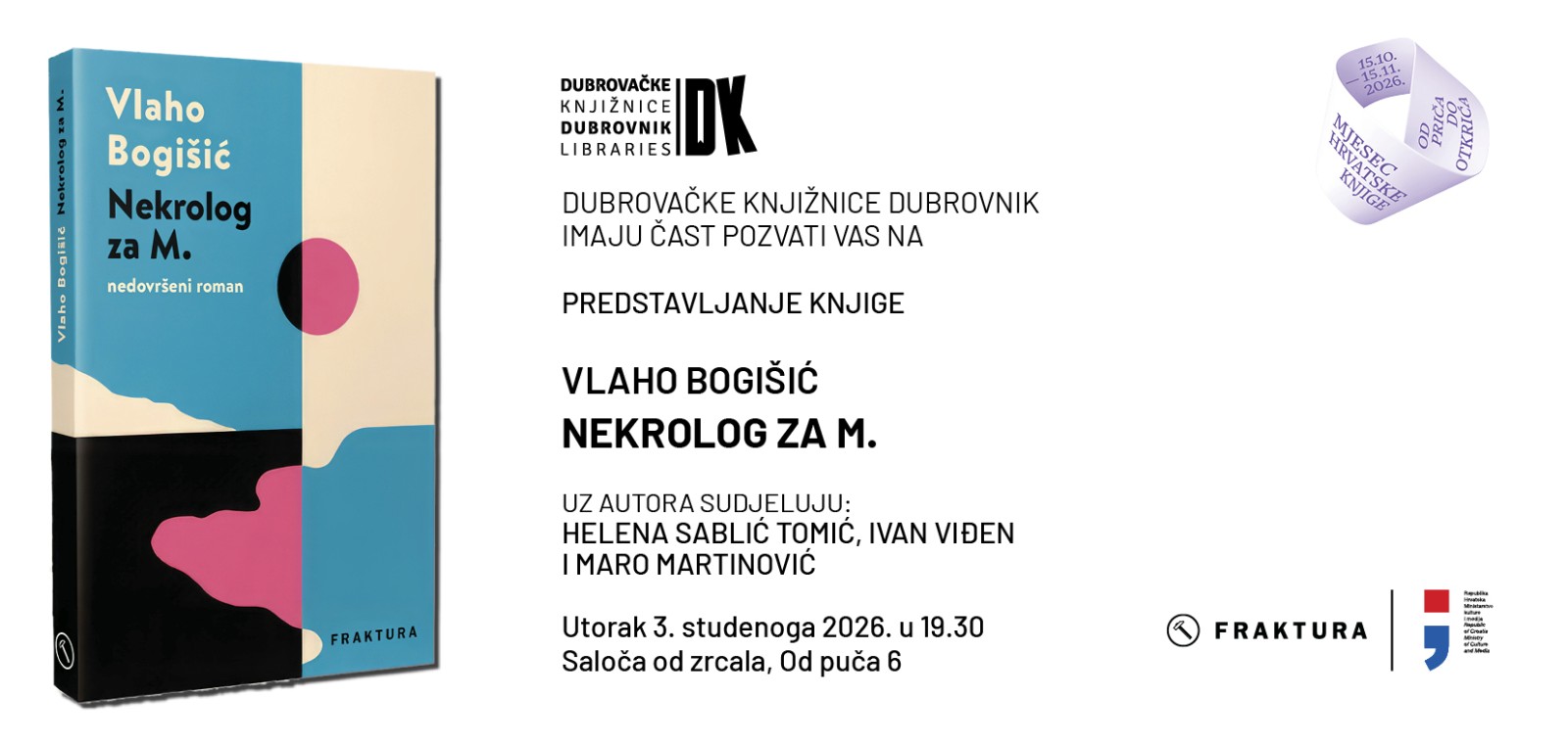 VLAHO BOGIŠIĆ PREDSTAVLJA ROMAN